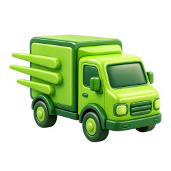 Caminhão verde de distribuição em movimento