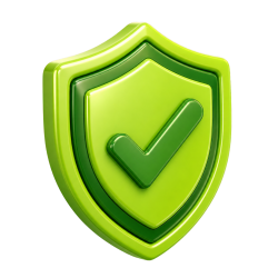 Escudo verde com símbolo de confirmação