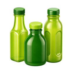 Conjunto verde de garrafas variadas